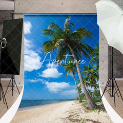 Aperturee - Sandy Slope Coconut Tree Sky Sweep Backdrop For Photo