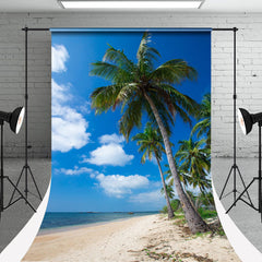 Aperturee - Sandy Slope Coconut Tree Sky Sweep Backdrop For Photo