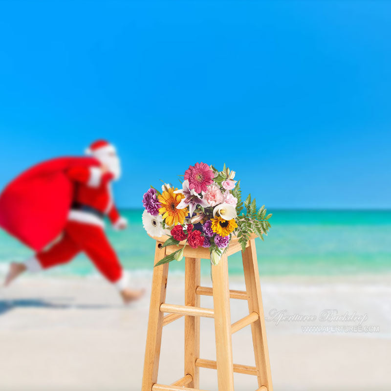 Aperturee - Santa Beach Xmas In July Backdrop For Home Decor