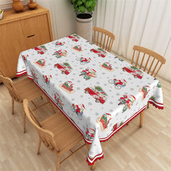 Aperturee - Santa Bus Sleigh White Repeat Christmas Tablecloth