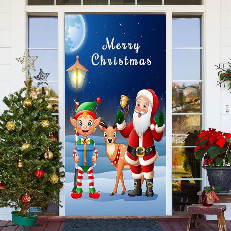 Aperturee - Santa Claus Elk Elf Kits Moon Christmas Door Cover