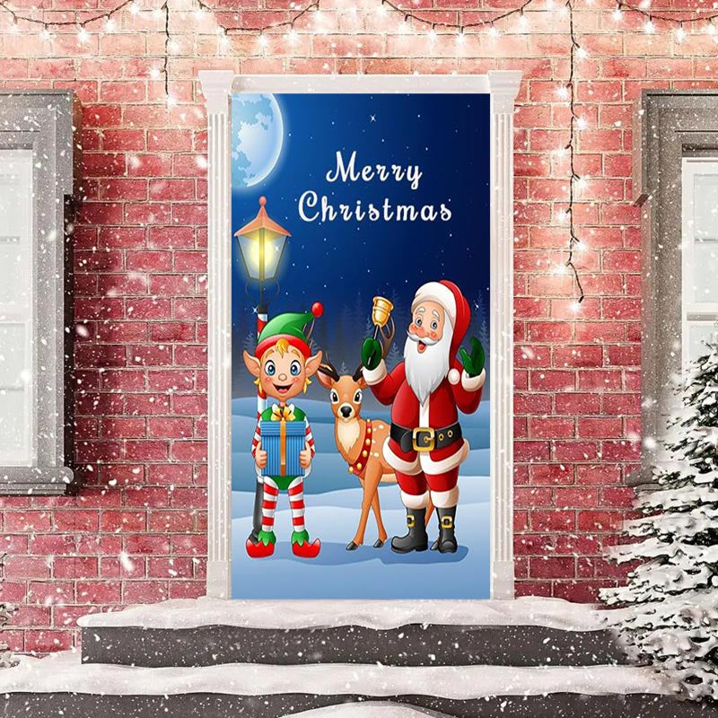 Aperturee - Santa Claus Elk Elf Kits Moon Christmas Door Cover