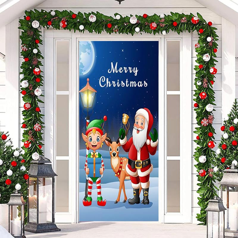 Aperturee - Santa Claus Elk Elf Kits Moon Christmas Door Cover