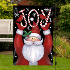 Aperturee - Santa Claus Joy Candy Cane Christmas Garden Flag