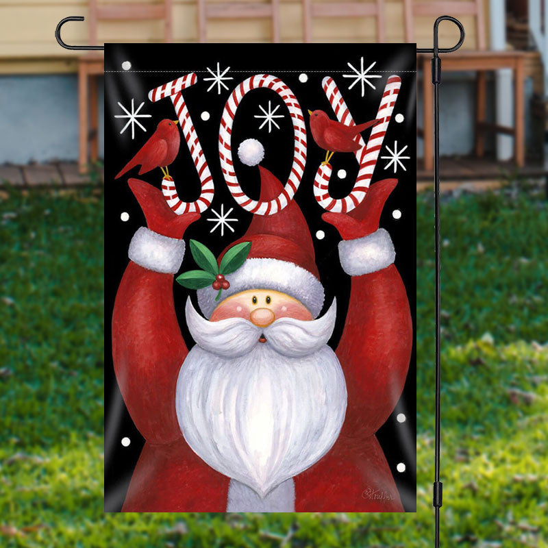 Aperturee - Santa Claus Joy Candy Cane Christmas Garden Flag