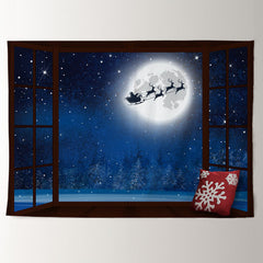 Aperturee - Santa Claus Over The Moon Christmas Night Backdrop