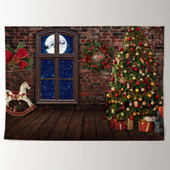 Aperturee - Santa Claus Over The Moon Merry Christmas Backdrop