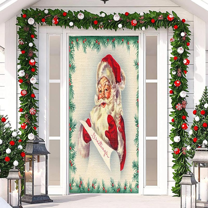 Aperturee - Santa Claus Plant Edge Door Cover For Christmas