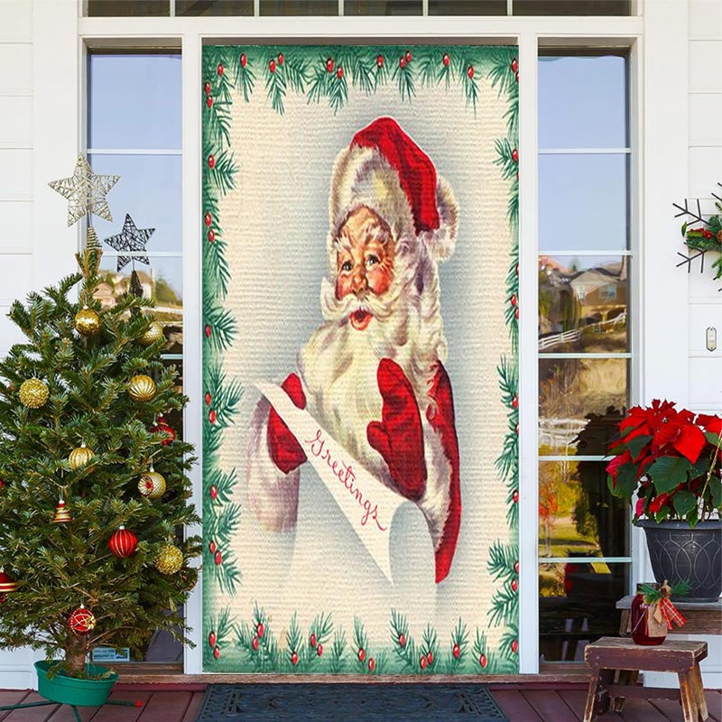 Aperturee - Santa Claus Plant Edge Door Cover For Christmas