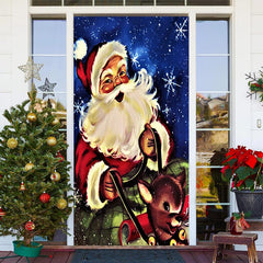 Aperturee - Santa Claus Rides Sleigh Elk Christmas Door Cover