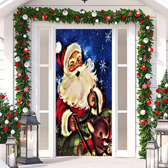 Aperturee - Santa Claus Rides Sleigh Elk Christmas Door Cover