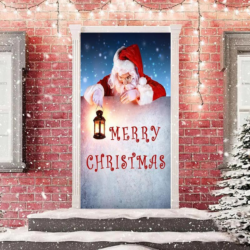 Aperturee - Santa Claus Snowy Lamp Marry Christmas Door Cover