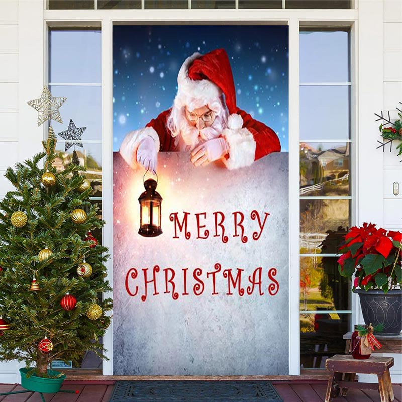 Aperturee - Santa Claus Snowy Lamp Marry Christmas Door Cover