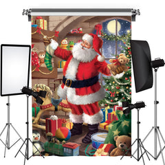 Aperturee - Santa Dollhouse Gifts Photography Christmas Backdrop