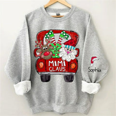 Aperturee - Santa Elk Truck Mom Kids Custom Christmas Sweatshirt