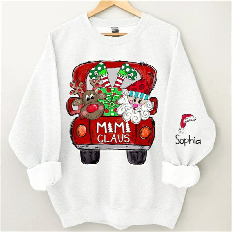 Aperturee - Santa Elk Truck Mom Kids Custom Christmas Sweatshirt