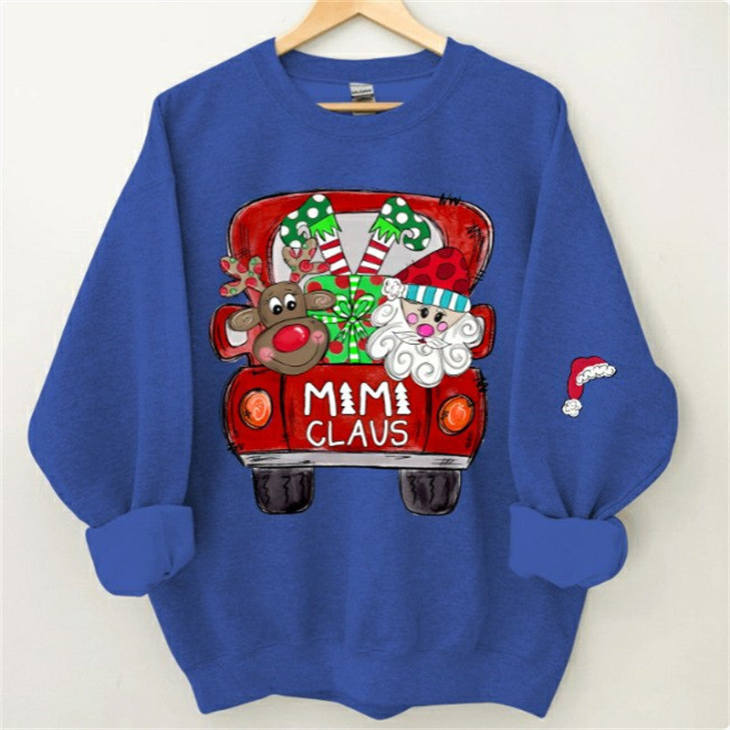 Aperturee - Santa Elk Truck Mom Kids Custom Christmas Sweatshirt