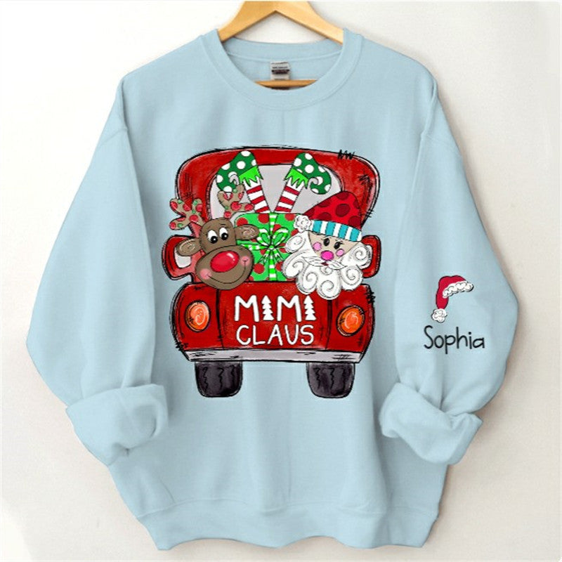 Aperturee - Santa Elk Truck Mom Kids Custom Christmas Sweatshirt