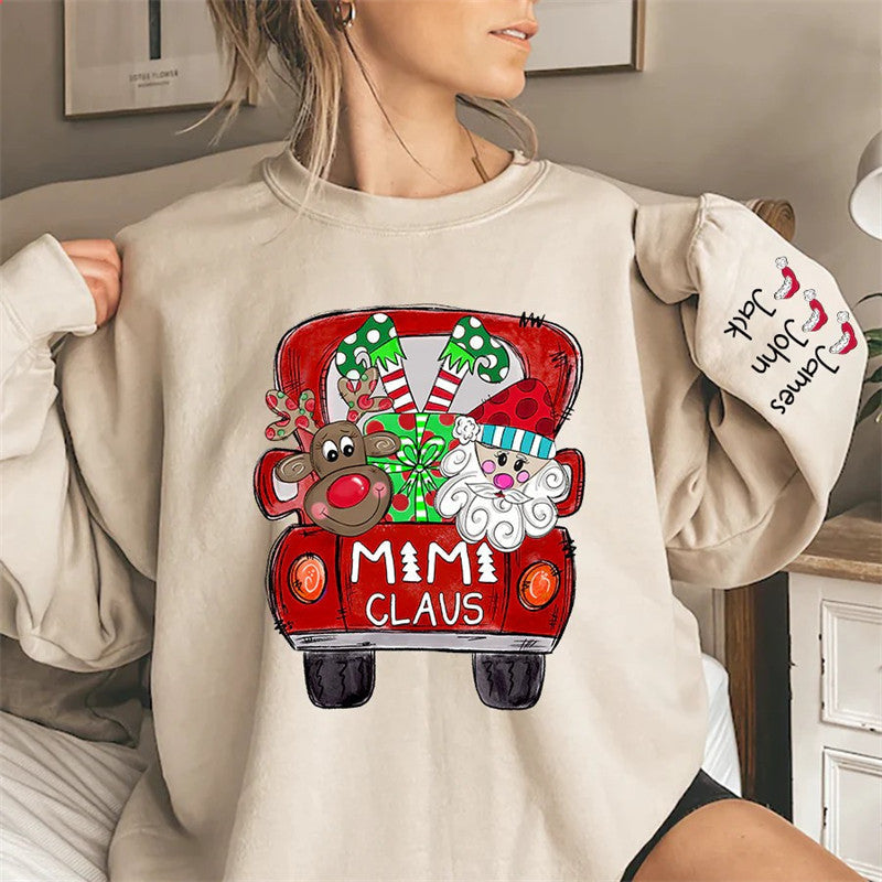 Aperturee - Santa Elk Truck Mom Kids Custom Christmas Sweatshirt