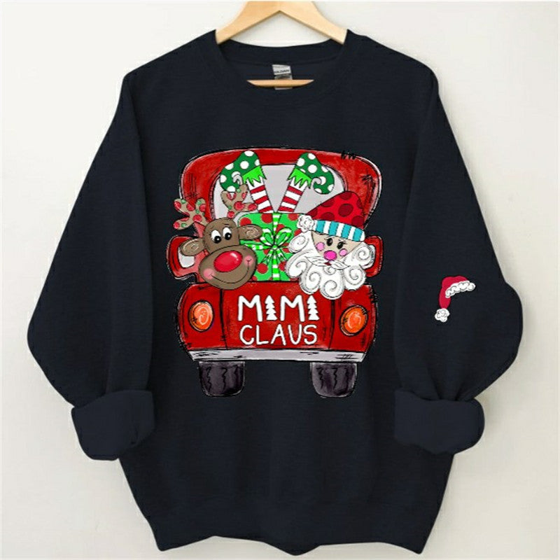 Aperturee - Santa Elk Truck Mom Kids Custom Christmas Sweatshirt