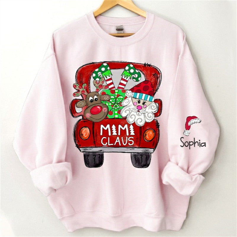 Aperturee - Santa Elk Truck Mom Kids Custom Christmas Sweatshirt