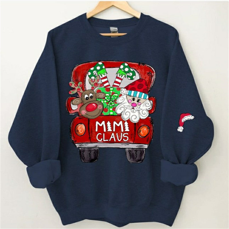 Aperturee - Santa Elk Truck Mom Kids Custom Christmas Sweatshirt