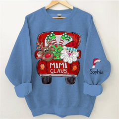 Aperturee - Santa Elk Truck Mom Kids Custom Christmas Sweatshirt