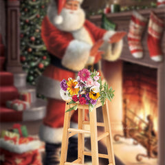 Aperturee - Santa Fireplace Gift Pack Photo Christmas Backdrop