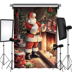 Aperturee - Santa Fireplace Gift Pack Photo Christmas Backdrop