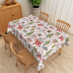 Aperturee - Santa Gift Christmas Tree Pink Waterproof Tablecloth