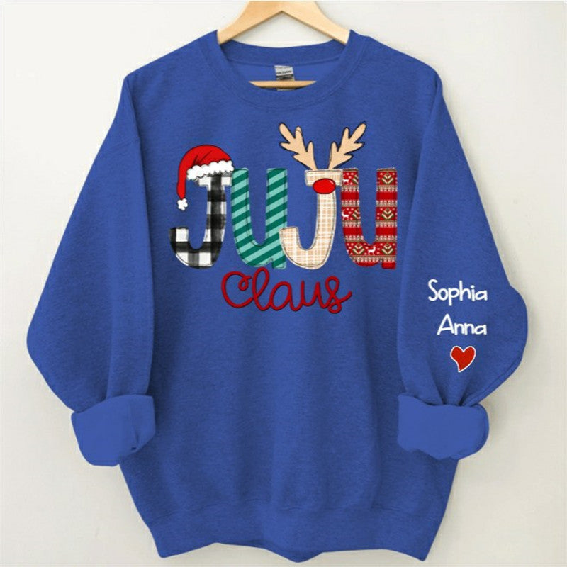 Aperturee - Santa Hat Elk Custom Grandma Christmas Sweatshirt