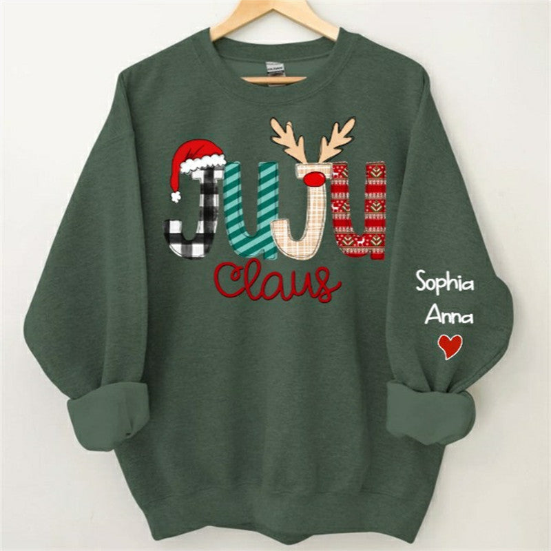 Aperturee - Santa Hat Elk Custom Grandma Christmas Sweatshirt