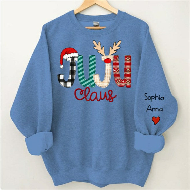 Aperturee - Santa Hat Elk Custom Grandma Christmas Sweatshirt