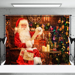 Aperturee - Santa Reading Letter Real Scene Christmas Backdrop