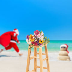 Aperturee - Santa Running On The Beach Christmas In July Backdrop