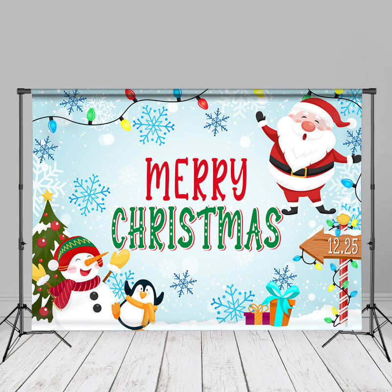 Aperturee - Santa Snowman Penguin Merry Christmas Backdrop