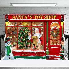 Aperturee - Santas Toy Shop Snowman Christmas Photo Backdrop