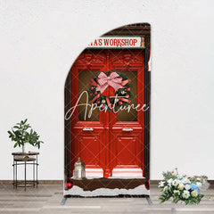 Aperturee - Santas Workshop Red Door Arch Christmas Backdrop