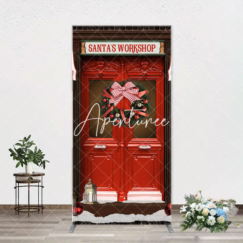 Aperturee - Santas Workshop Red Door Arch Christmas Backdrop