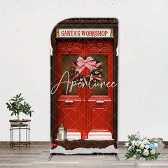 Aperturee - Santas Workshop Red Door Arch Christmas Backdrop