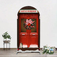 Aperturee - Santas Workshop Red Door Arch Christmas Backdrop