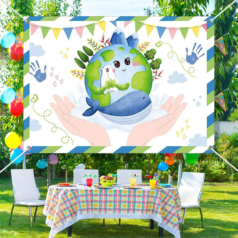 Aperturee - Save Planet Hands for Animal Earth Day Backdrop