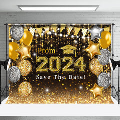 Aperturee - Save The Date Gold Balloon Bokeh Graduation Backdrop