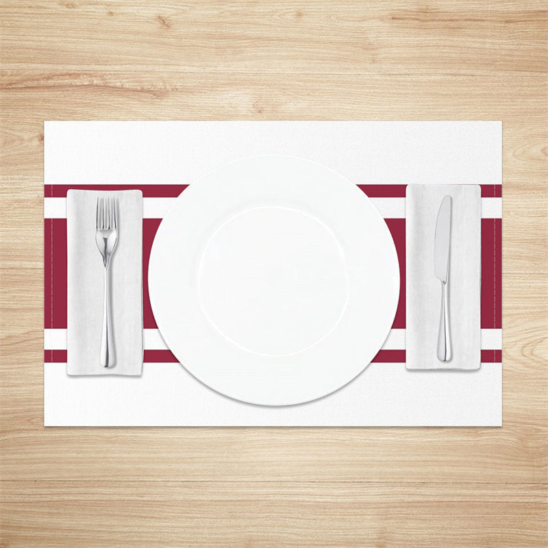 Aperturee - Scarlet White Stripe Decoration Set Of 4 Placemats