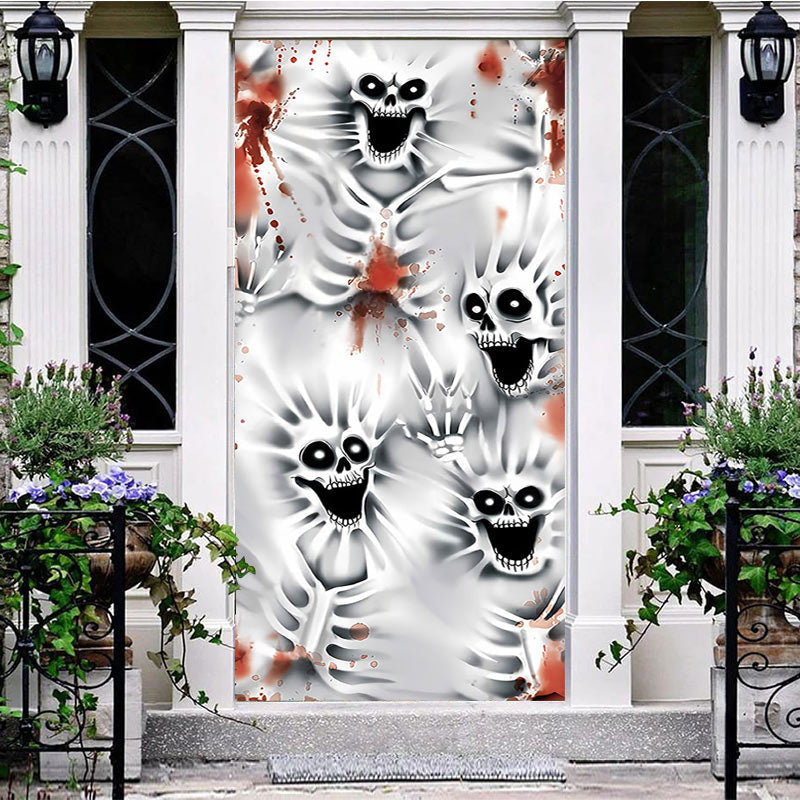 Aperturee - Scary Bloody Screaming Skeleton Halloween Door Cover