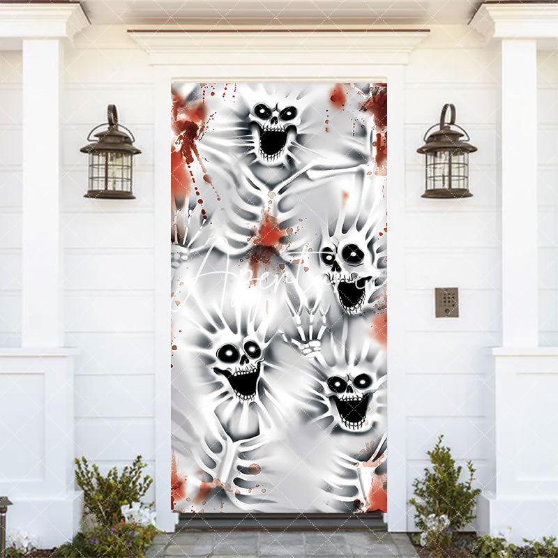 Aperturee - Scary Bloody Screaming Skeleton Halloween Door Cover