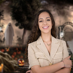 Aperturee - Scary Horrible Tomb Ghost Pumpkin Halloween Backdrop