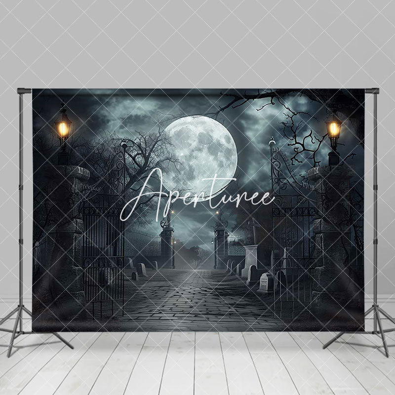 Aperturee - Scary Moon Night Gate Trunk Backdrop For Halloween