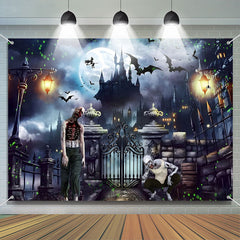 Aperturee - Scary Zombie Bat Castle Night Halloween Backdrop