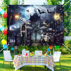 Aperturee - Scary Zombie Bat Castle Night Halloween Backdrop